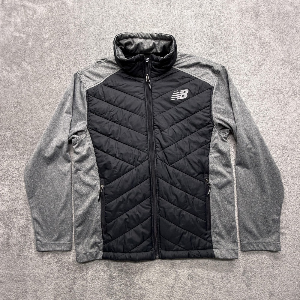 New Balance Jacket Mens M Gray Insulated Full Zip Padded‎ Lined Pockets